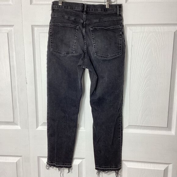 Everlane The Cheeky Jean Crop Raw Hem Black 30 High Rise Straight - Picture 3 of 12